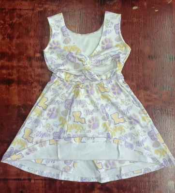 Preorder moq 5 Baby Girls Sleeveless Lavender Pawl Skort Knee Length Dress