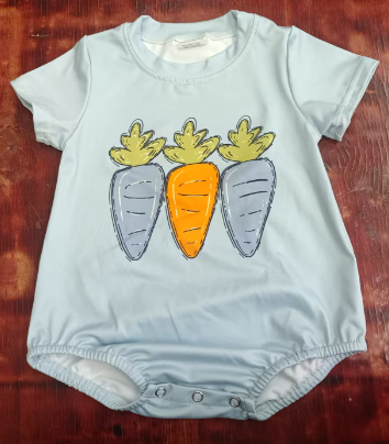 Preorder moq 5 Baby Boys Light Blue Short Sleeves Carrots Rompers