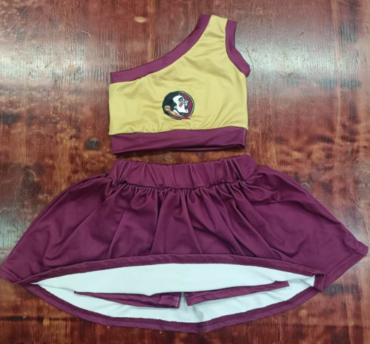 Preorder moq 5 Baby Girls One Shoulder Sleeveless Men Vest Dark Red Skort Sets