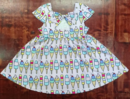 Preorder moq 5 Baby Girls Pink Short Sleeves Popsicle Plaid Knee Length Dresses