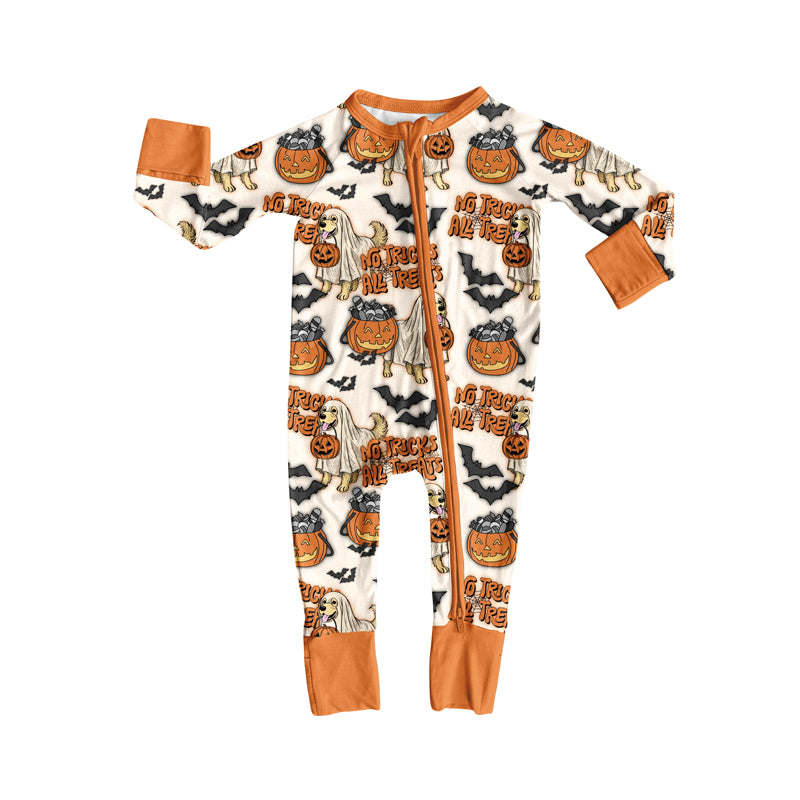 Preorder(moq 5)Baby Infant Boys Ghost Pumpkins Halloween Zipper Rompers
