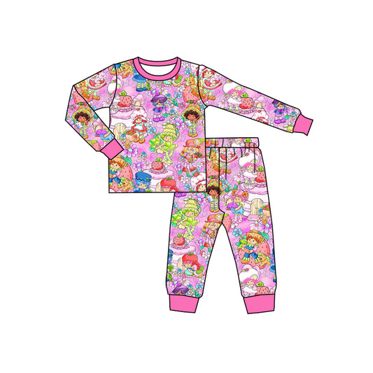 Preorder(moq 5) Baby Girls Cartoon Strawberry Girls Top Pants Pajamas Sets