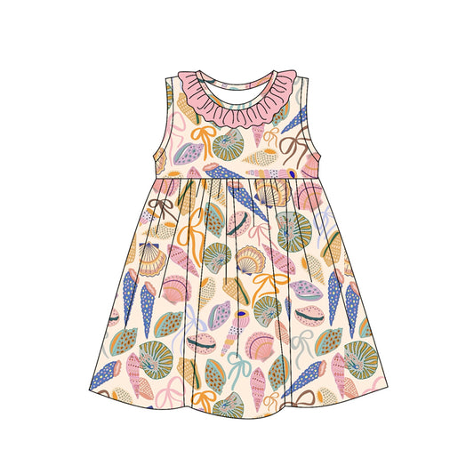 Preorder (moq 5)Baby Girls Sleeveless Colorful Bows Shell Knee Length Dress