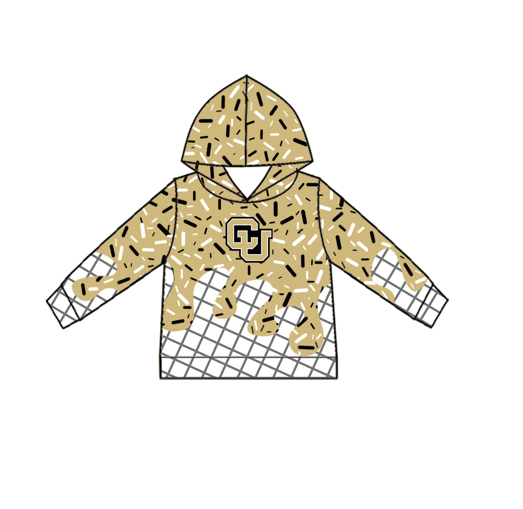 Preorder (moq 5)Baby Boys Long Sleeve Gold Sprinkles Drip CU Team Hoodies Top