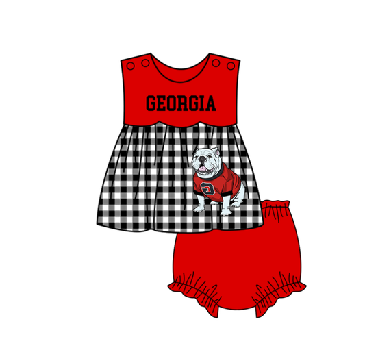 Preorder moq 5 Baby Girls Bulldogs Tunic Bummies Short Team Clothes Set