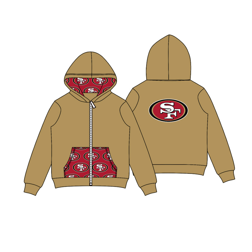 Preorder (moq 5)Baby Boys Khaki SF Team Pocket Zipper Hoodies Tops