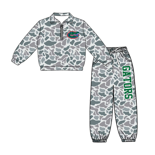 Preorder(moq 5)Baby Boys Gators Zip Pullover Pockets Pants Team Clothes Sets