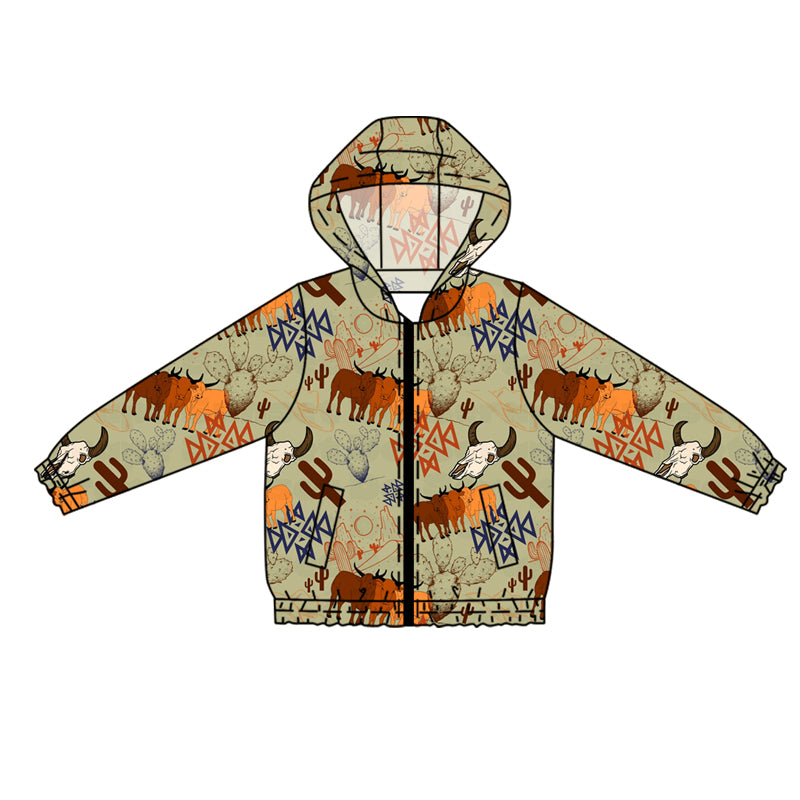 Preorder (moq 5)Baby Boys Western Cows Hooded Cardigan Jackets Tops