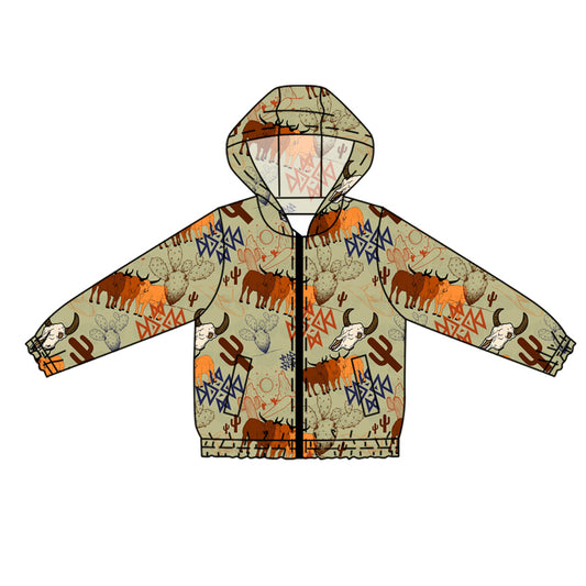 Preorder (moq 5)Baby Boys Western Cows Hooded Cardigan Jackets Tops