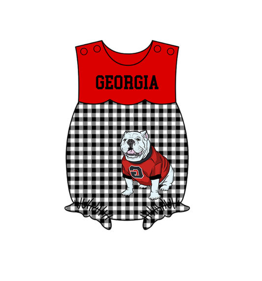 Preorder (moq 5)Baby Girls Sleeveless Bulldogs Ruffle Rompers