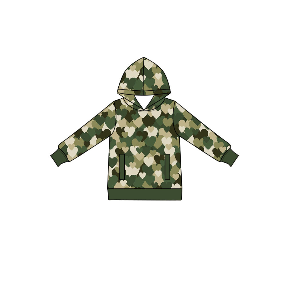 Preorder (moq5) Baby Boys Colorful Hearts Checked Valentines Pockets Hoodies Top