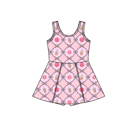 Preorder (moq 5)Baby Girls Pink Sleeveless Bow Smiles Checked Short Knee Length Dresses