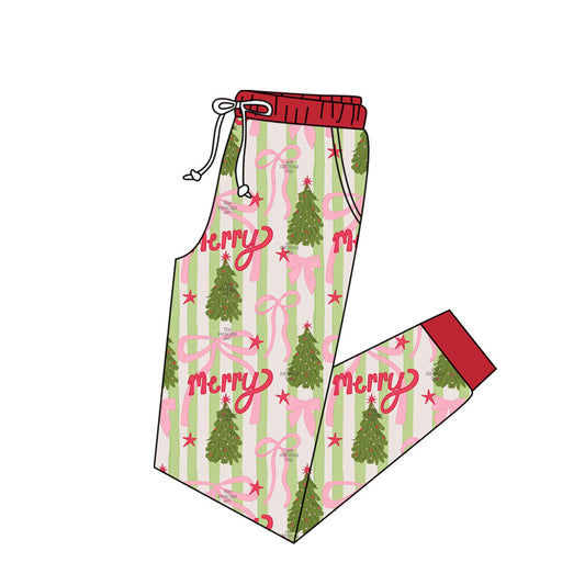 Preorder(moq 5) Adult Women Christmas Stripes Bows Trees Jogger Pants