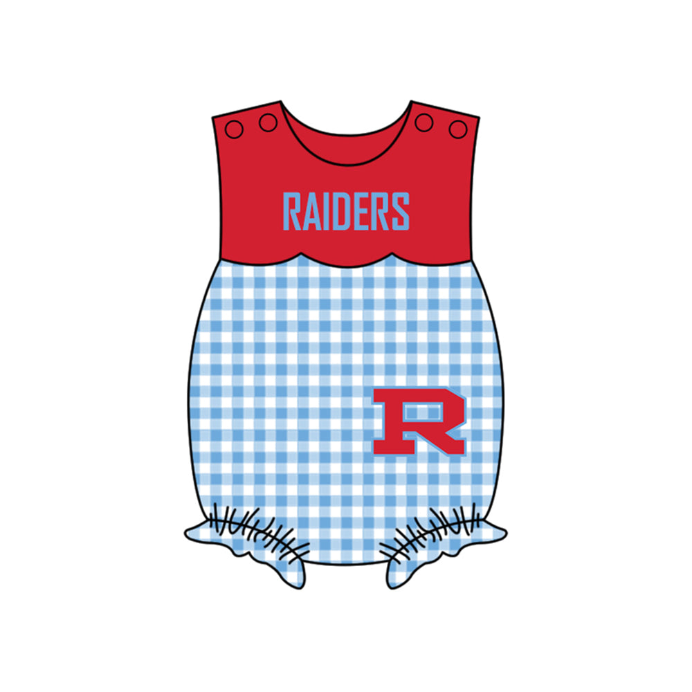 Preorder (moq 5)Baby Girls Sleeveless Raiders Ruffle Rompers