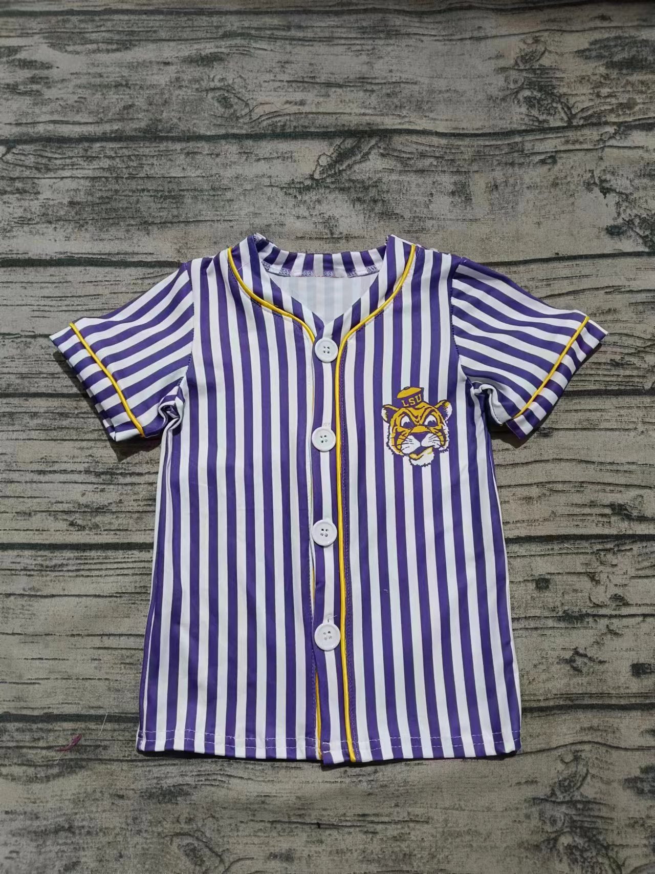 Baby Boys Tiger Baseball Team Purple Stripes Shirt preorder(moq 5)