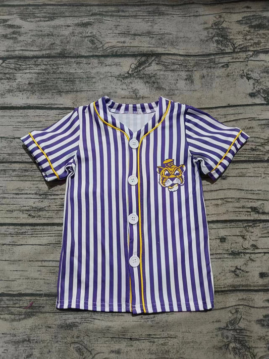 Baby Boys Tiger Baseball Team Purple Stripes Shirt preorder(moq 5)