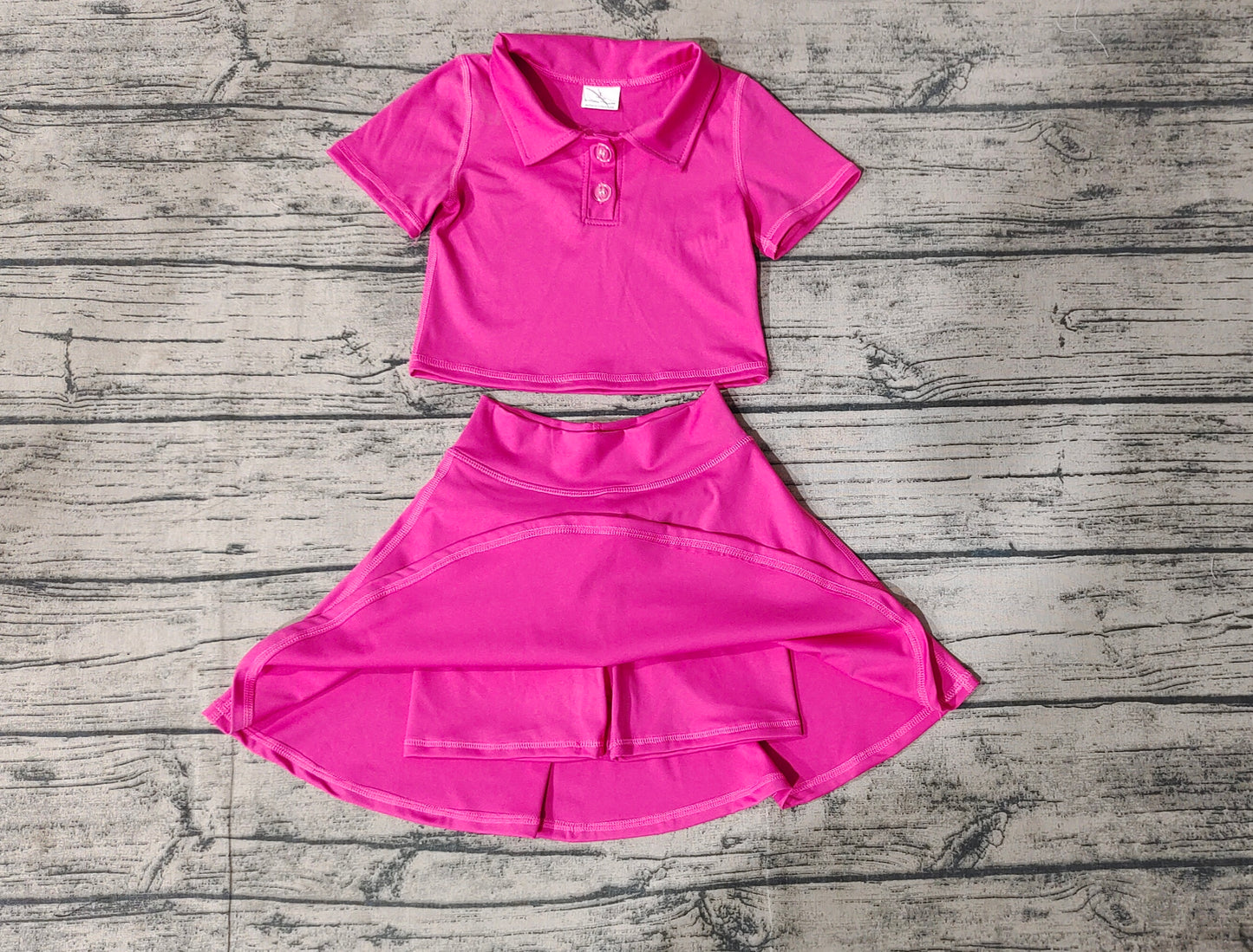 Baby Girls Hotpink Buttons Shirt Skirt Active Wear Clothes Sets