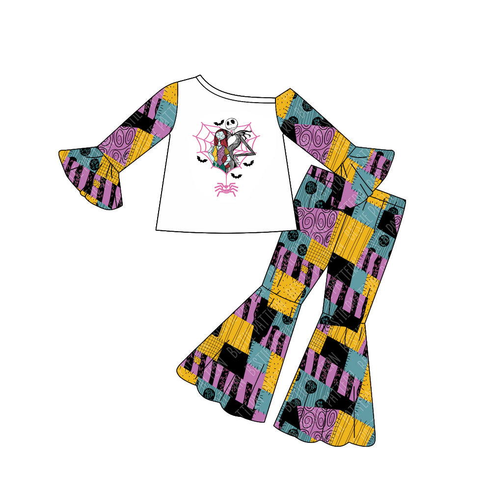 Preorder(moq 5) Baby Girls Halloween Nightmare Top Bell Pants Outfits Sets