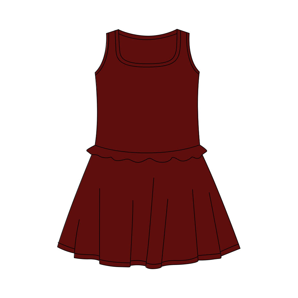 Baby Girls Dark Red Sleeveless Yoga Active Shorts Knee Length Dresses Preorder