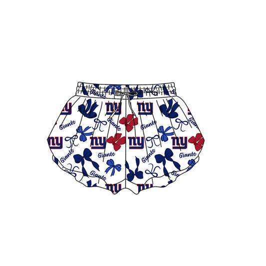 Preorder (moq 5)Baby Girls New York Giants Bows Team Ruffle Shorts Bottom