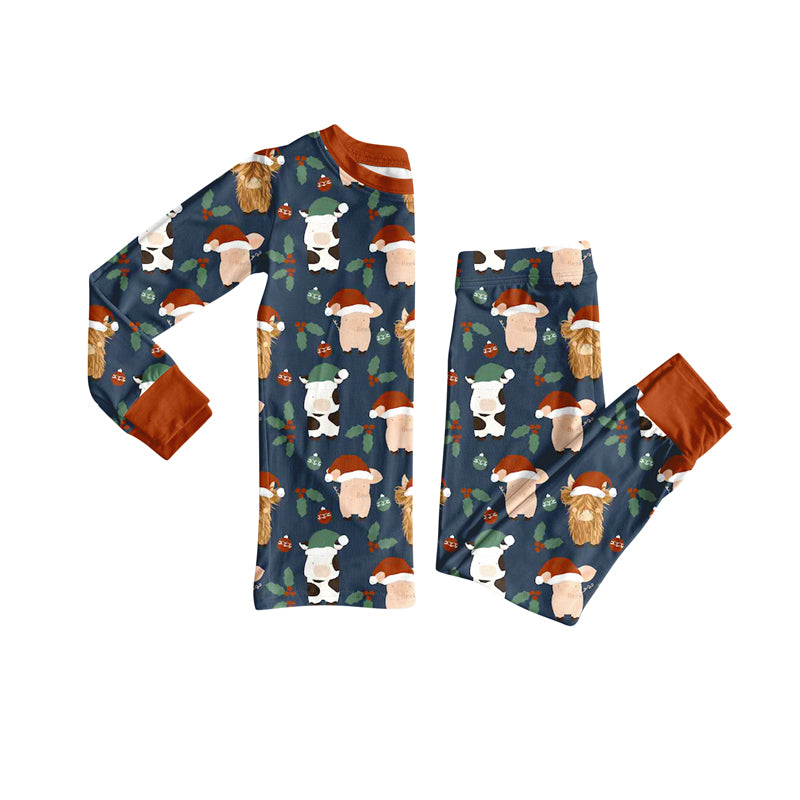Preorder(moq 5) Baby Boys Western Christmas Cows Top Pants Lounge Wear Pajamas Sets