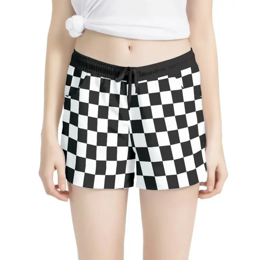 Preorder(moq 5) Adult Women Summer Black Checkered Shorts Bottoms