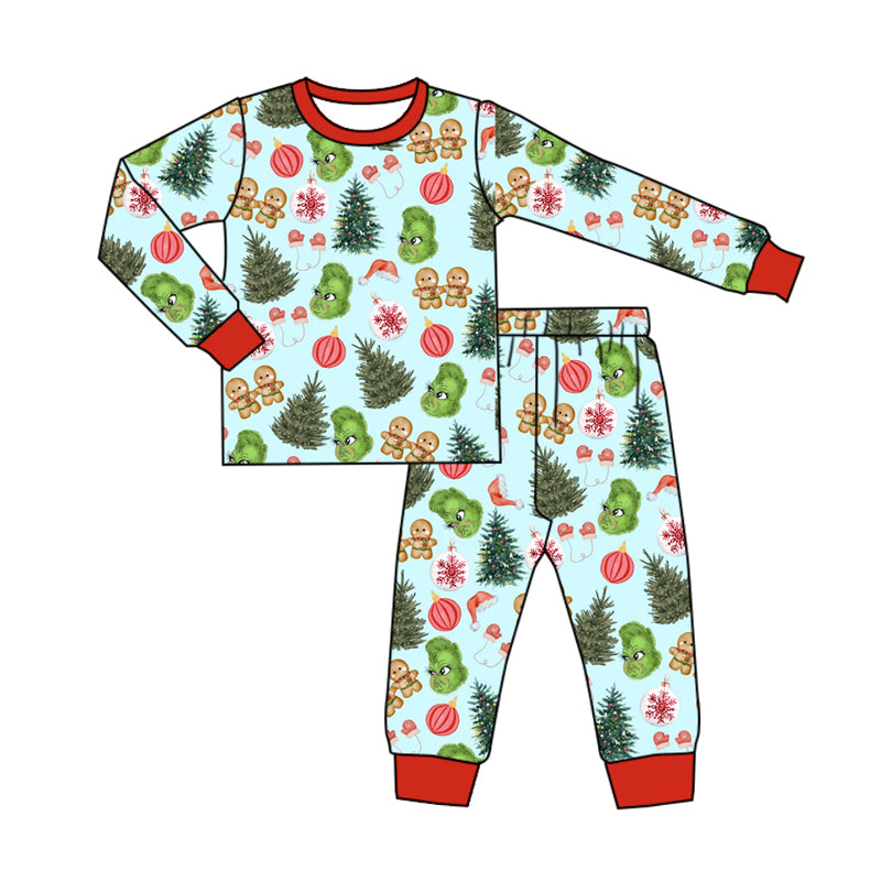 Preorder(moq 5) Baby Boys Christmas Trees Gingerbread Frogs Top Pants Lounge Wear Pajamas Sets