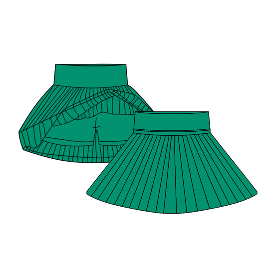 Preorder moq 10 Baby Girls Dark Green Activity Wear High Waist Yoga Short Skirts Bottom