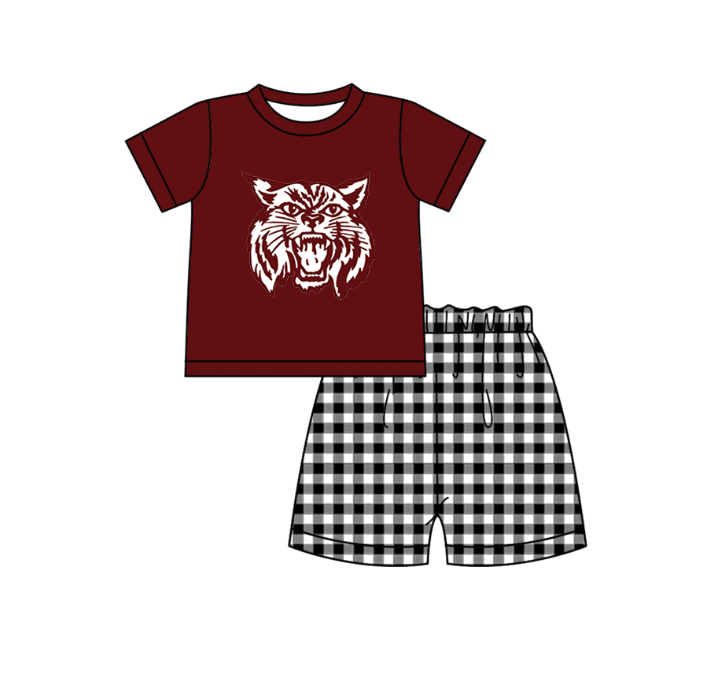 Preorder moq 5 Baby Boys Wildcats Top Checked Short Team Clothes Set