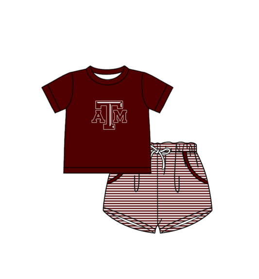 Preorder (moq 5)Baby Boys ATM Top Pockets Stripe Short Team Clothes Set