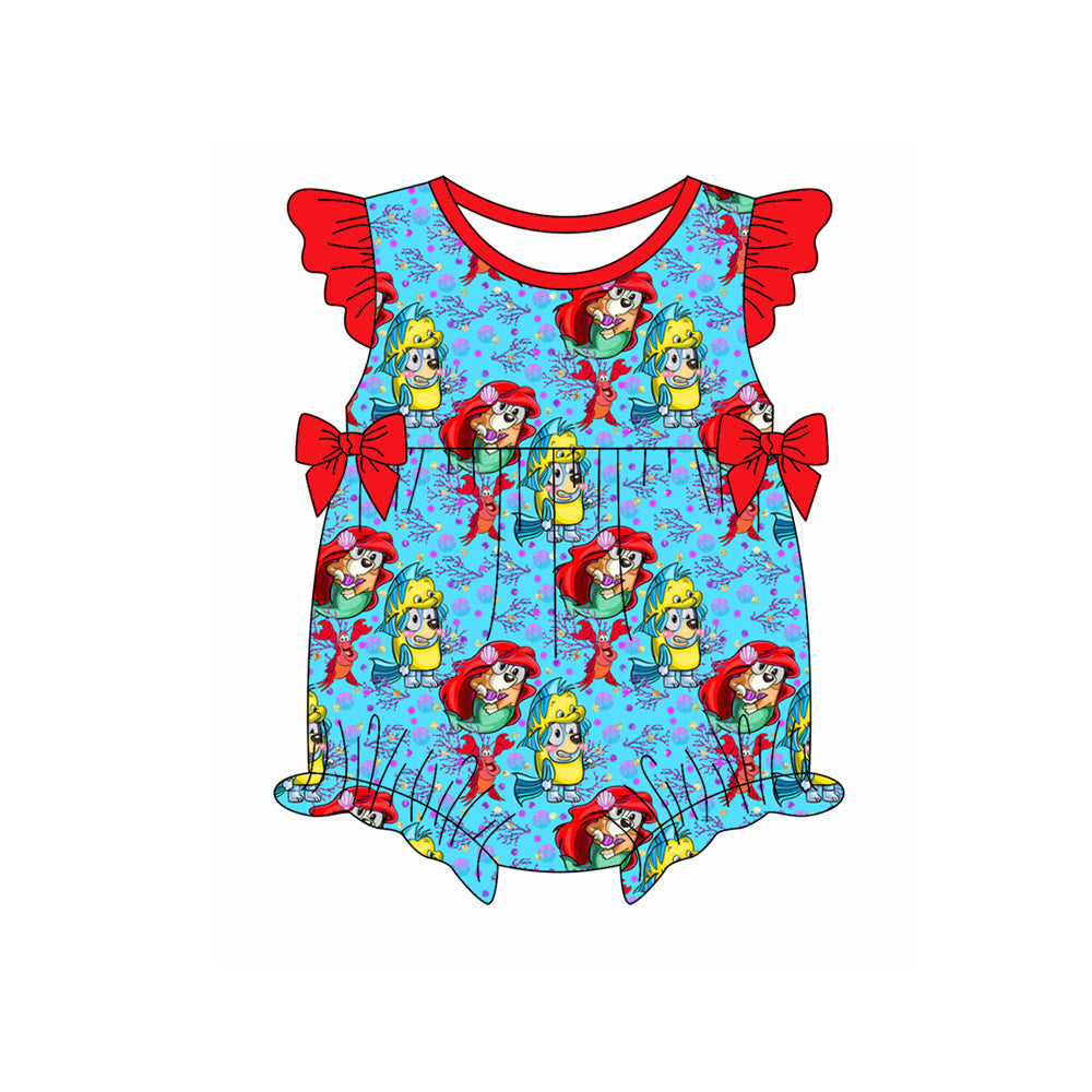 Preorder(moq 5)Baby Infant Girls Cute Dogs Flowers Summer Rompers