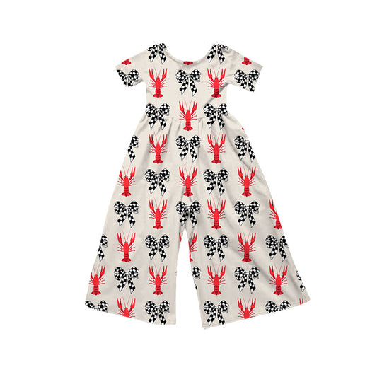 Preorder(moq 8)Baby Girls Black Checked Bows Crayfishes Pant Jumpsuits