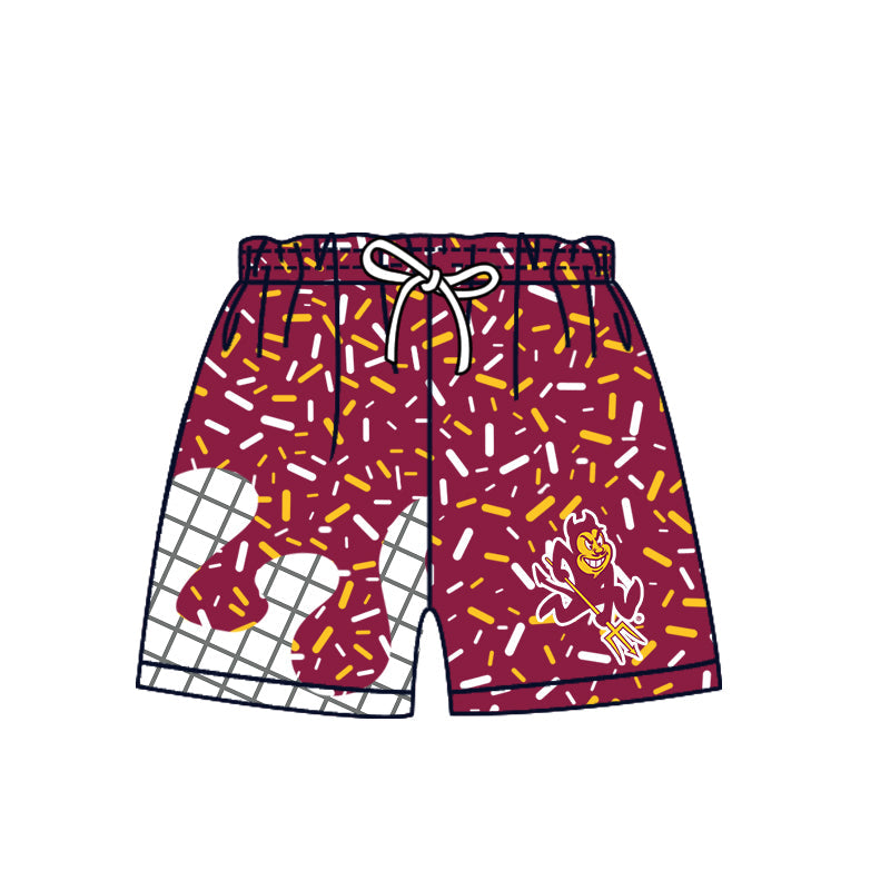 Preorder (moq 5)Baby Boys Red Sprinkles Drip Sun Devil Shorts Bottom