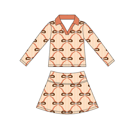 Preorder (moq 5)Baby Girls Bows Ghosts Checked Top Skirt Shorts Halloween Clothes Sets