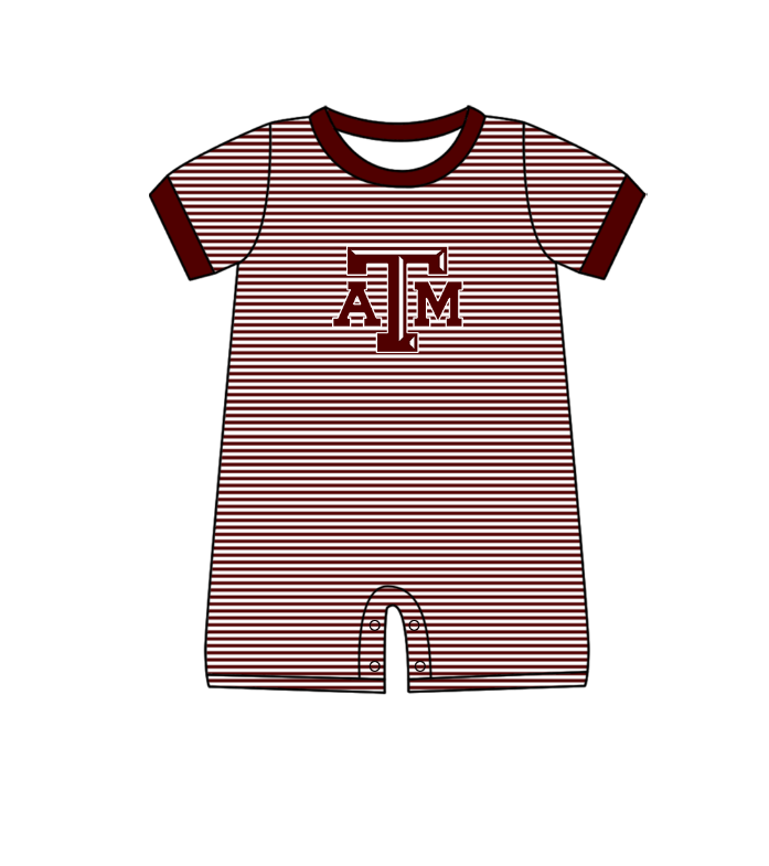Preorder (moq 5)Baby Boys Short Sleeve ATM Team Stripe Rompers