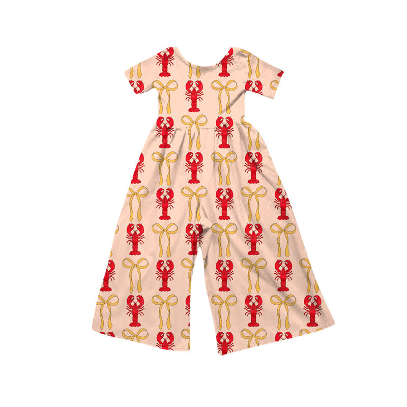 Preorder(moq 8)Baby Girls Bows Crayfishes Plaid Pant Jumpsuits