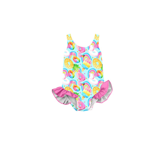 Preorder (moq 5)Baby Girls Unicorn Flamingo Rainbow Bikini One Piece Swimsuits