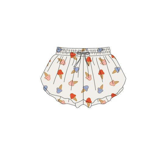 Preorder (moq 5)Baby Girls Colorful Ice Creams 4th of July Ruffle Shorts Bottom