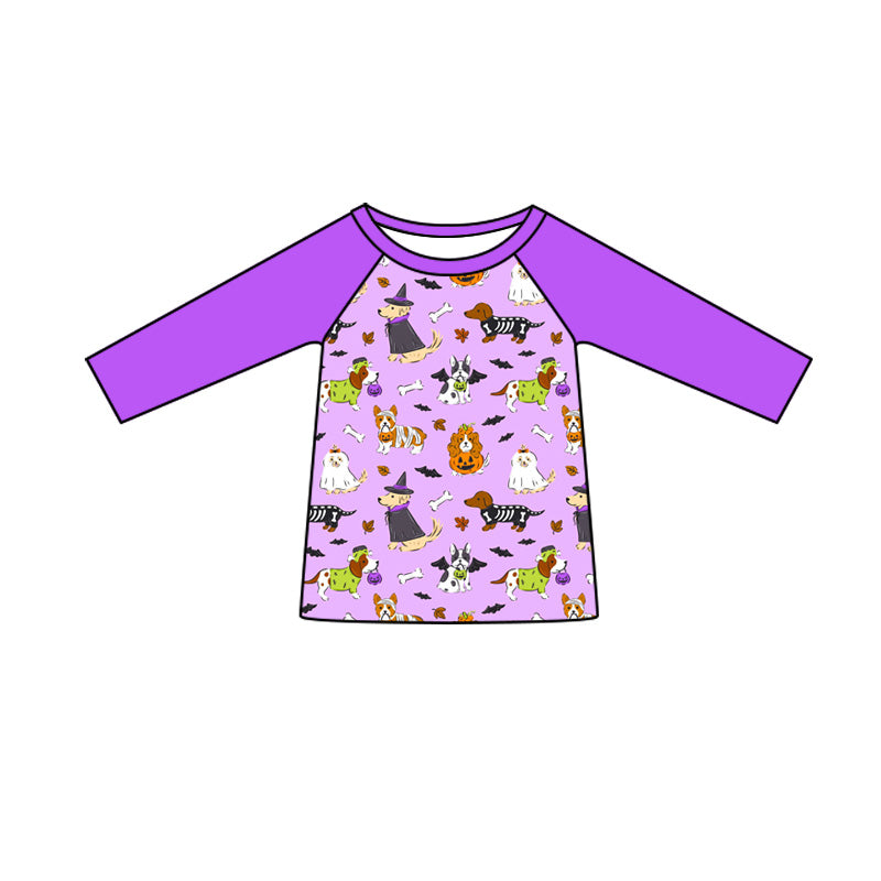 Preorder (moq 5)Baby Boys Long Sleeve Dogs Ghost Pumpkins Halloween T-shirts Top