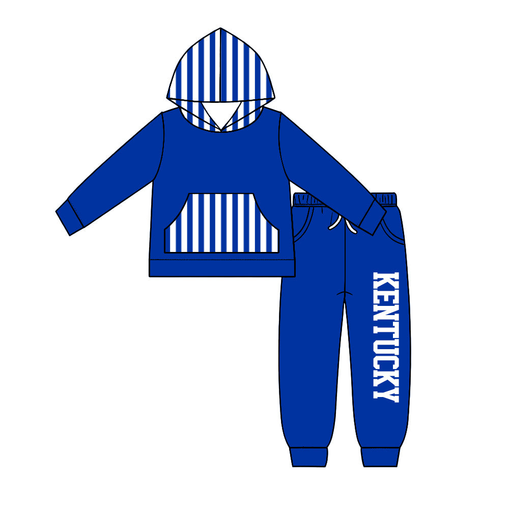 Preorder (moq5) Baby Boys Kentucky Pocket Hoodie Top Joggers Team Clothes Set