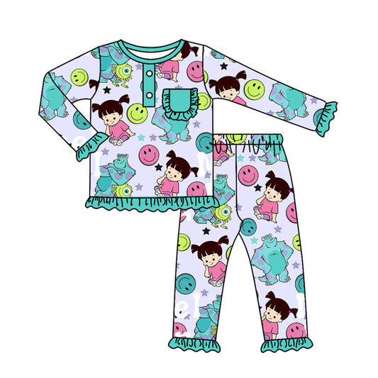 Baby Girls Cartoon Monster Pajamas Clothes Sets preorder(moq 5)