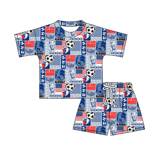 Preorder (moq 5)Baby Boys Girls Hearts Footballs Top Short Team Slouchy Clothes Sets