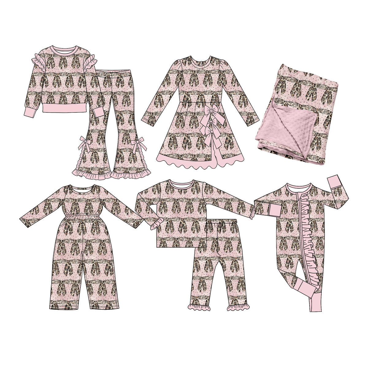 Preorder (moq 5) Baby Girl Clothes Leopard Bow Print Ruffle Long Sleeve Top Ruffle Pants Outfit Set