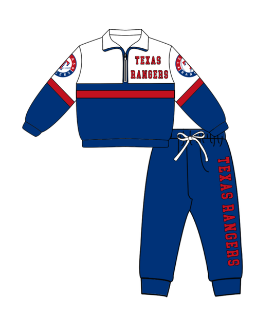 Preorder (moq 5)Baby Boys Houston Zipper Pullover Jogger Pants Team Clothes Set