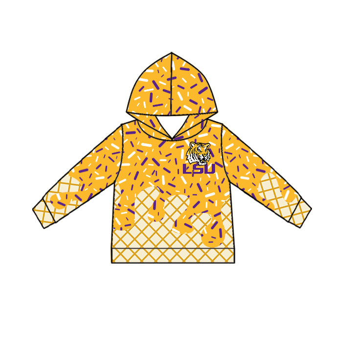 Preorder (moq 5)Baby Boys Drip Sprinkles LSU Tigers Team Long Sleeves Hoodies Top