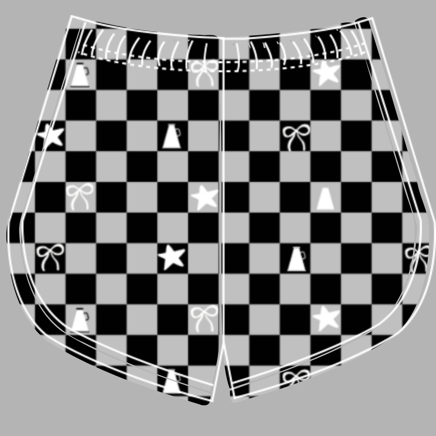 Preorder (moq 5) Adult Women Grey Black Checked Cheer Team Shorts Bottoms