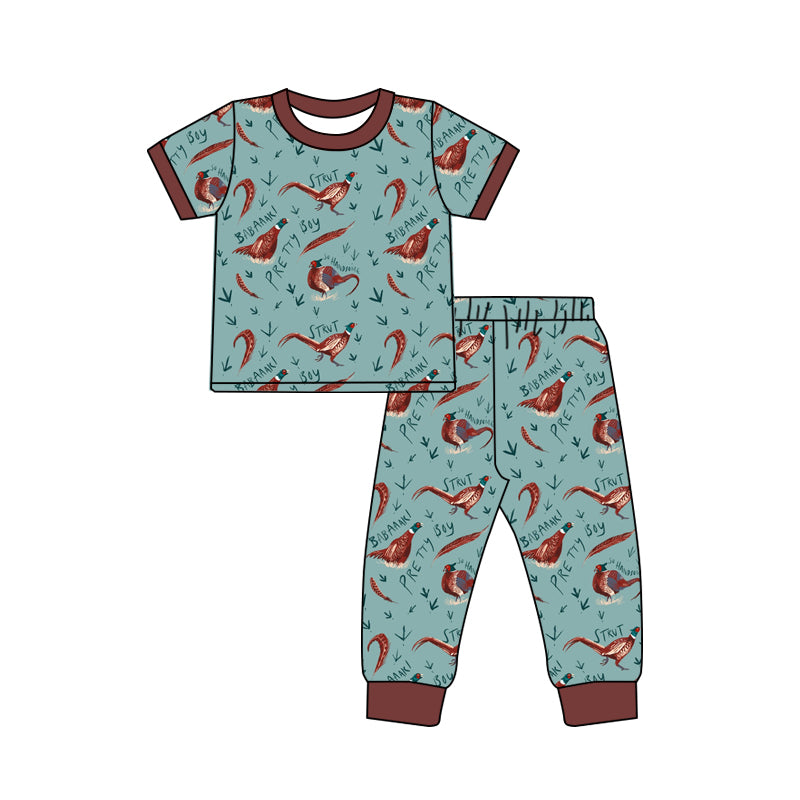 Baby Boys Wild Chicken Shirt Tee Tops Pants Pajamas Clothes Sets preorder (moq 5)