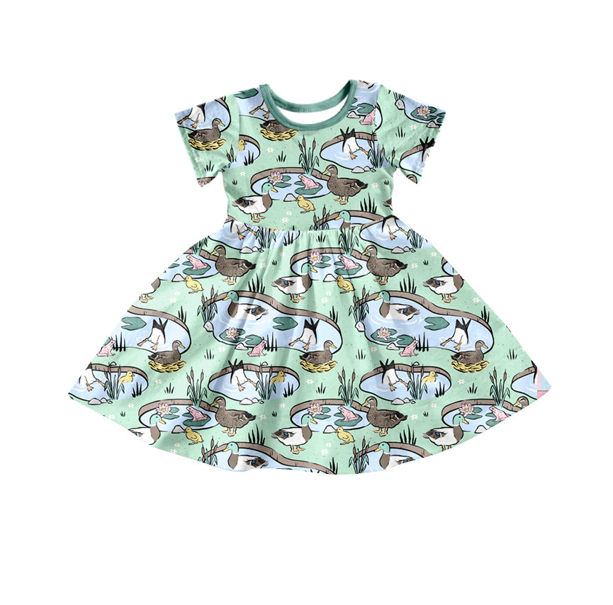 Baby Girls Ducks Short Sleeve Knee Length Dresses preorder (moq 5)