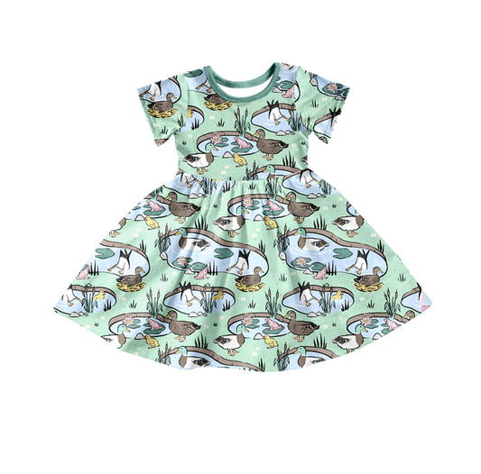 Baby Girls Ducks Short Sleeve Knee Length Dresses preorder (moq 5)