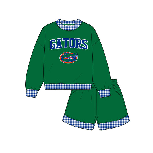 Preorder(moq 5)Baby Boys Long Sleeve Gators Top Pockets Shorts Team Clothes Sets